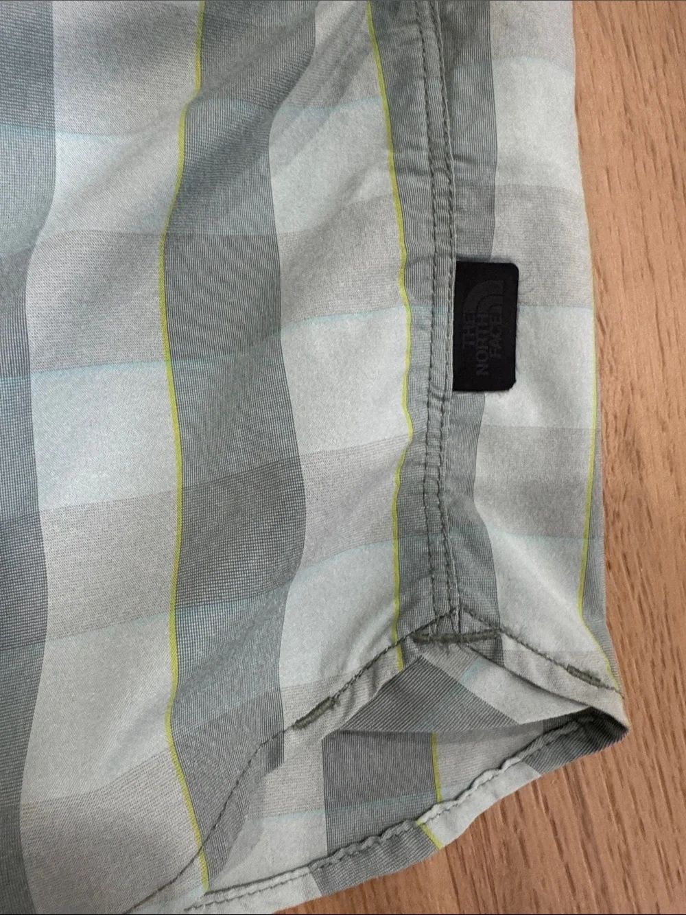 The North Face Light Green Plaid Short-Sleeve Button-Down Shirt